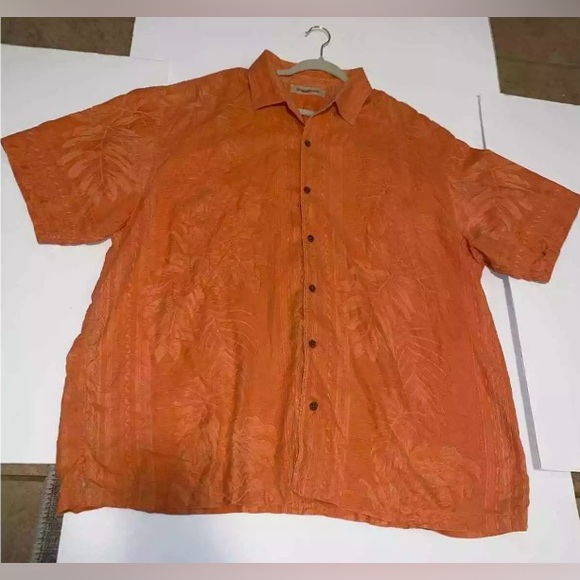 Tommy Bahama mens 100% silk orange button up shirt Hawaiian Size 2XL - Picture 1 of 11